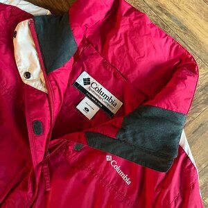 WMS Dark Pink/White Columbia Detachable Hooded Ski/Snowboarding Coat Jacket Sz S